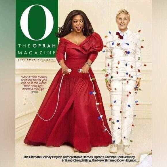2009 O Magazine Ellen Degeneres & Oprah Winfrey Christmas Holiday December - Picture 1 of 10